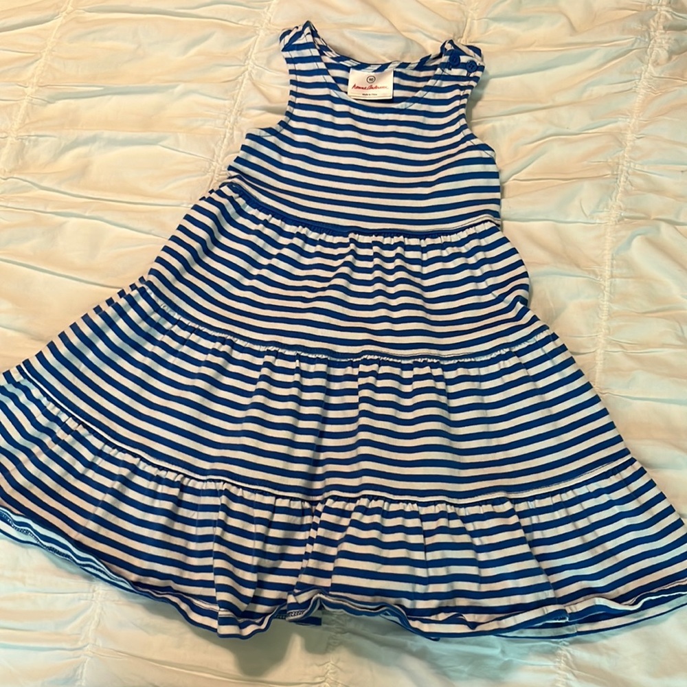 Size 90 (3T) Blue and white striped summer play dress
